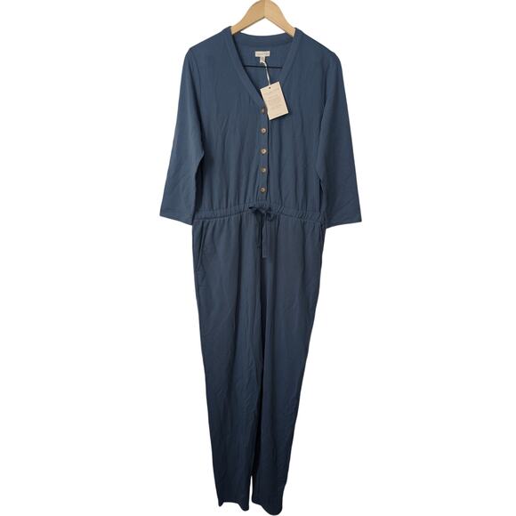 NWT Garnet Hill Blue Traverse Knit Jumpsuit - Picture 2 of 8